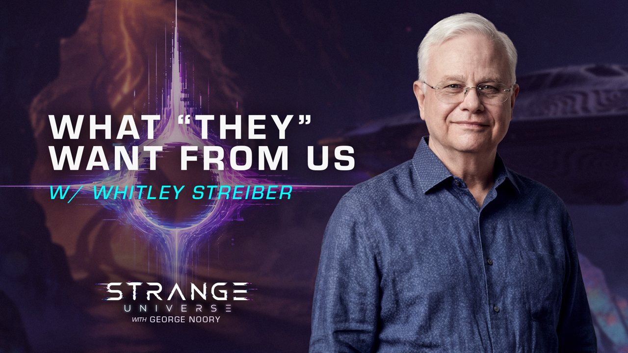 Whitley Strieber in conversation with George Noory on the Strange Universe set.